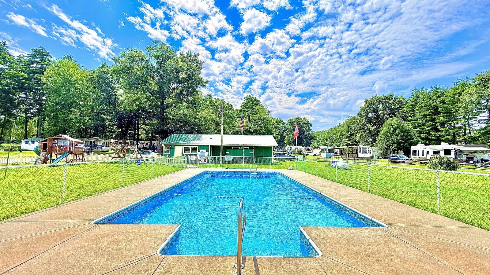 The inground pool at Malletts Bay Campground, Colchester, Vermont