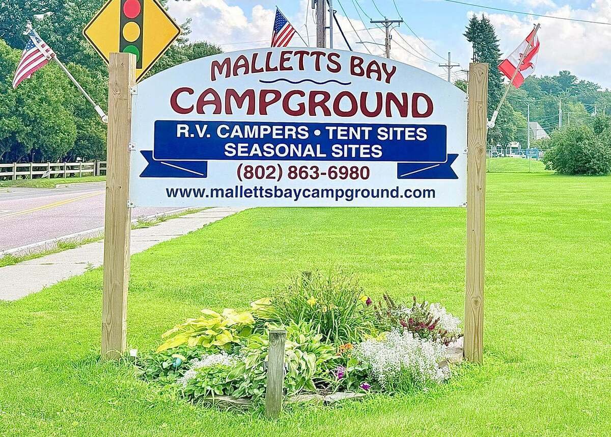 Malletts Bay Campground road sign